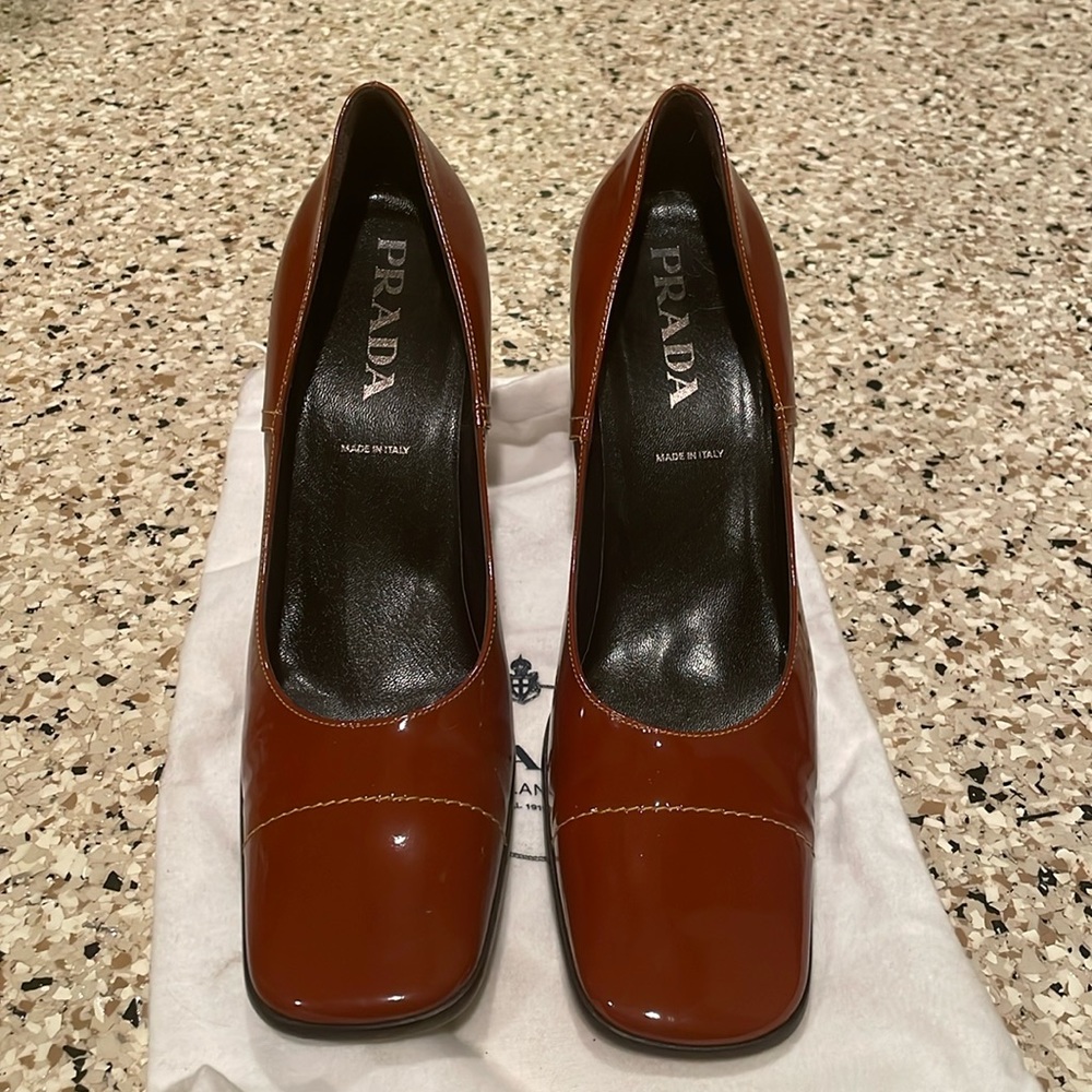 Rust Patent Prada Pumps